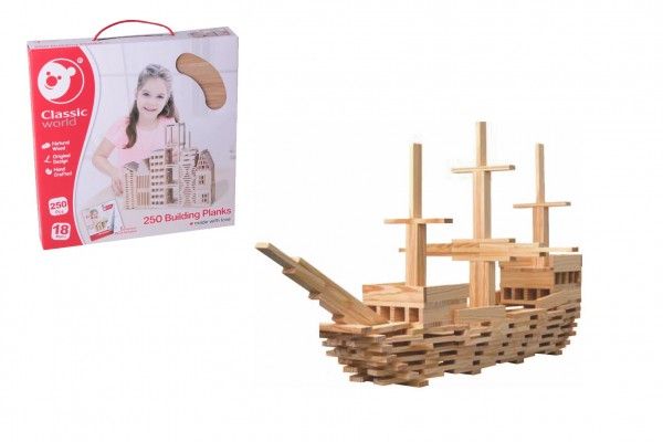 Dřevěné dětské stavební bloky - 250 kusů