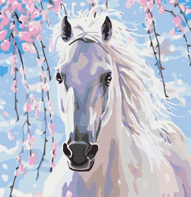 Obrázek Namaluj to! Malování podle čísel. Kůň v rozkvetlé třešni