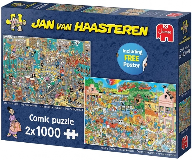 JUMBO Puzzle JvH Obchod s hudebninami & Prázdninová nervozita 2x1000 dílků