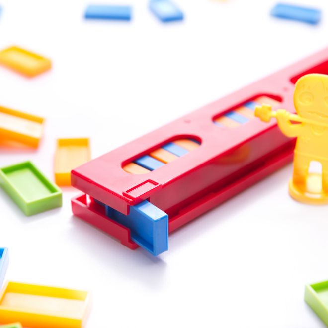 Stavěcí domino vláček - 80 dílů – Červený