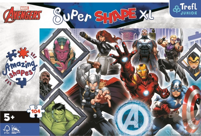 Puzzle 104 XL Super Shape Vaši oblíbení Avengers/The Avengers 60x40cm v krabici 40x27x6cm