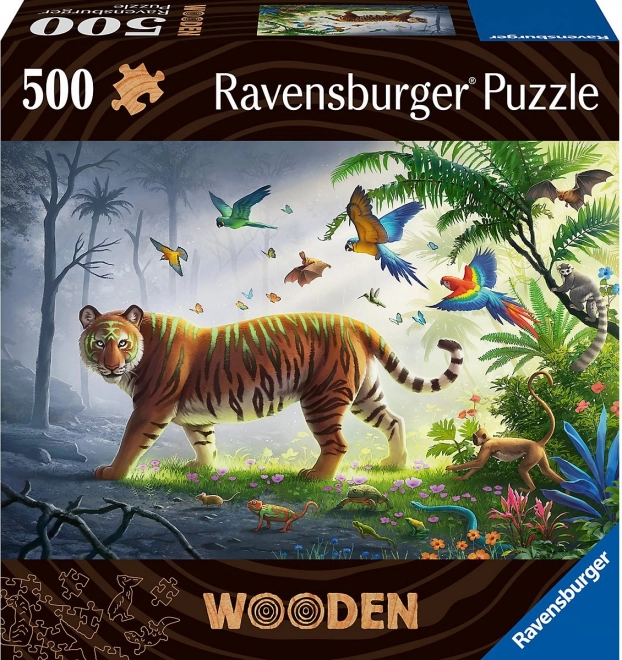 Dřevěné puzzle Tygr v džungli 500 dílků