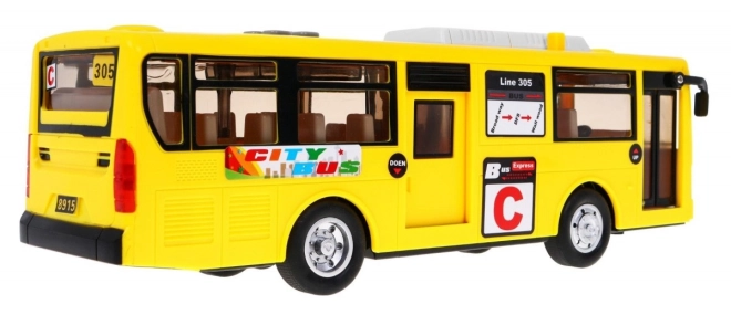 Interaktivní školní autobus + otevírací dveře + zvuky a světla – Žlutý