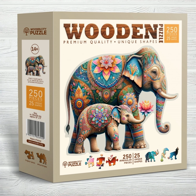 WOODEN CITY Dřevěné puzzle Módní sloni 250 dílků