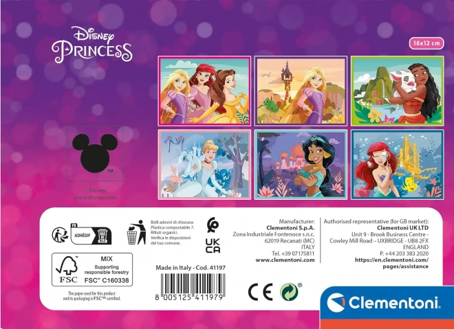 CLEMENTONI Obrázkové kostky Disney princezny, 12 kostek
