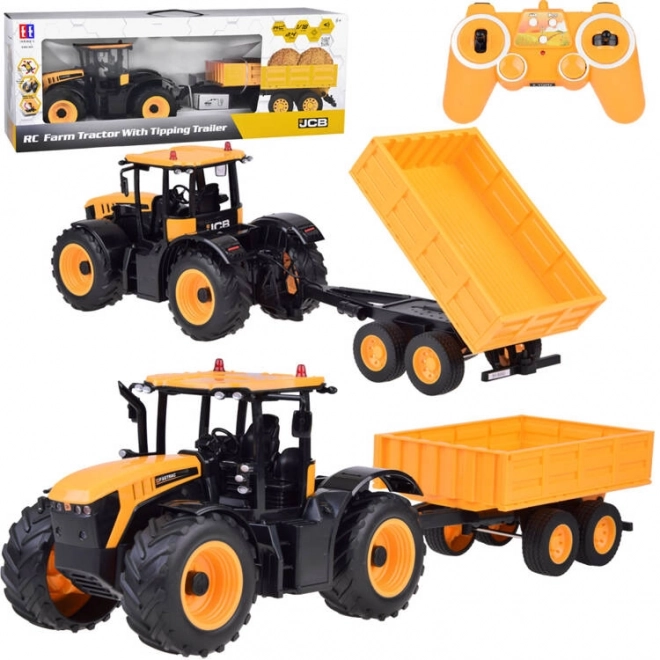 JCB Traktor s dálkově ovládaným přívěsem kipes Double E 1:16 RC0670