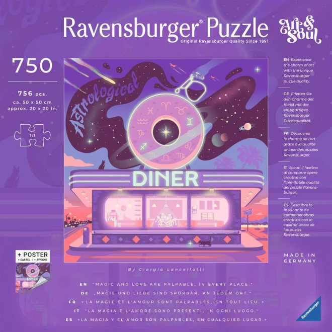 RAVENSBURGER Čtvercové puzzle Art & Soul: Astrologická jídelna 750 dílků