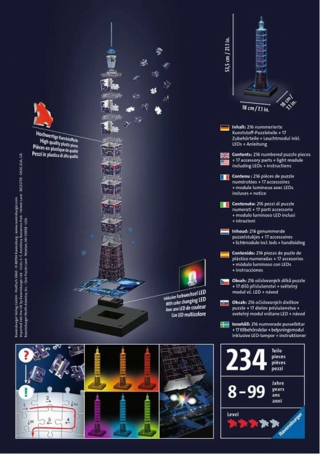 RAVENSBURGER Svítící 3D puzzle Noční edice Taipei 101, Taiwan 216 dílků