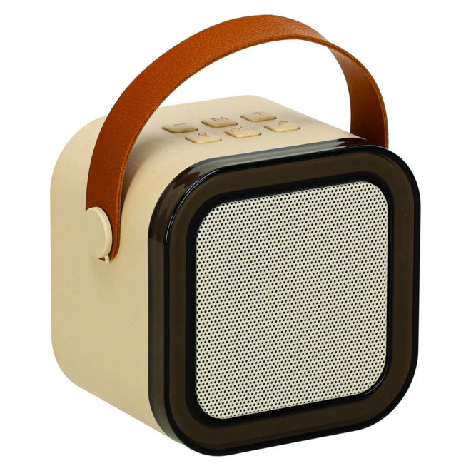 Karaoke set 2 mikrofony + přenosný reproduktor BLUETOOTH USB LED béžová barva