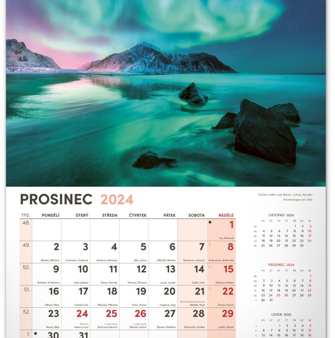 Nástěnný kalendář Krajina 2024, 33 × 46 cm