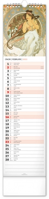 Nástěnný kalendář Alfons Mucha 2025, 12 × 48 cm