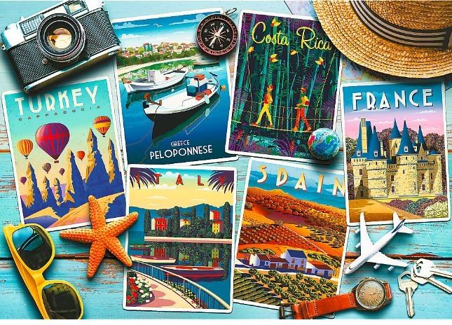 Puzzle 1000 prvků Prázdninové pohlednice