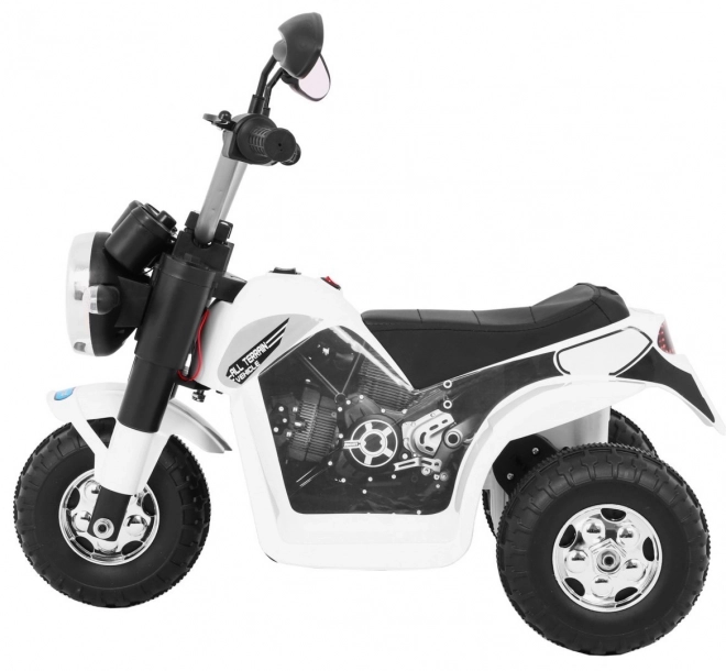 Dětské kolo MiniBike na baterie Bílé + zvuky + LED světla + eko kůže