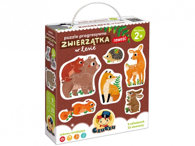 Progresivní puzzle - Zvířátka v lese