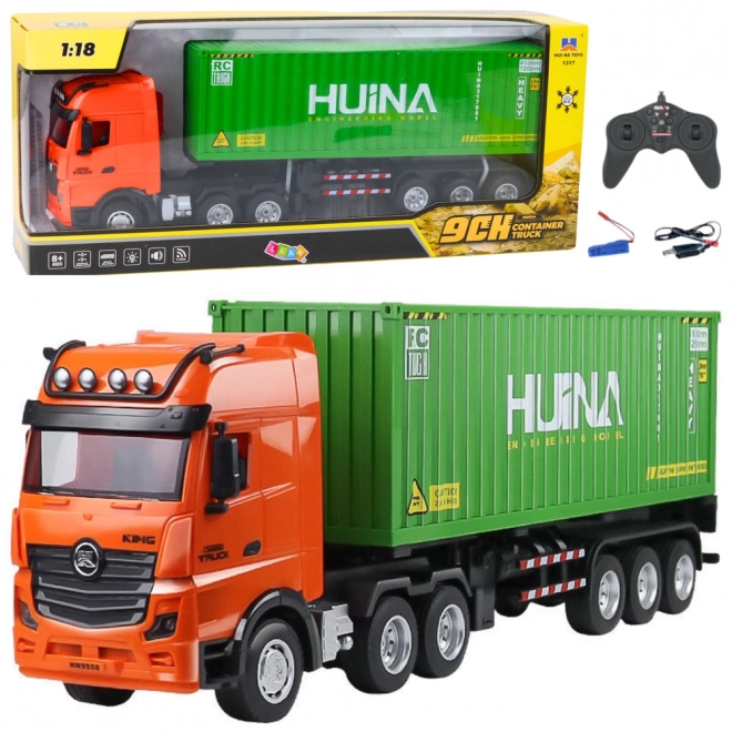Zelený RC kamion s kontejnerem Huina 1:18