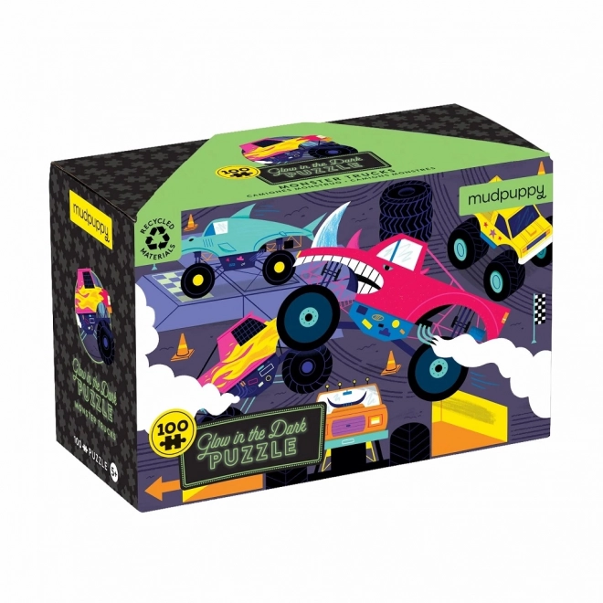 Puzzle Svítící Monster Trucks od Mudpuppy - 100 dílků
