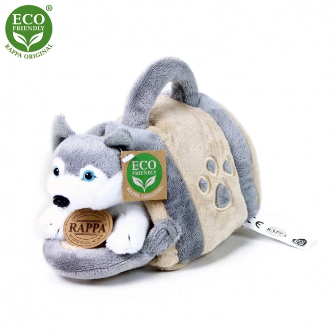 Rappa Plyšový pes Husky  s přepravkou 13 cm ECO-FRIENDLY