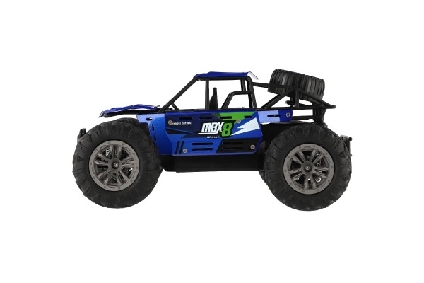 Auto RC buggy terénní modré 22cm plast 2,4GHz na baterie + dobíjecí pack v krabici 32x16x18cm