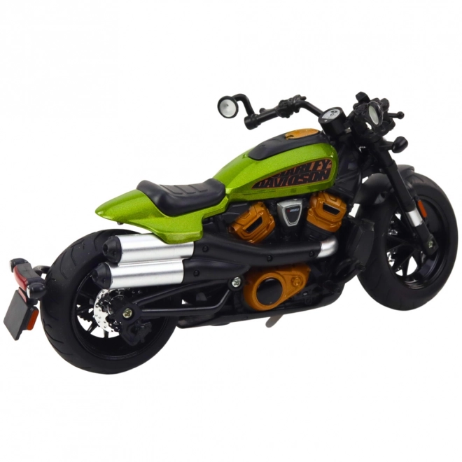 Motocykl Chopper kovový černý se zelenými prvky
