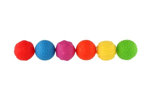 Sada míčků 6ks s texturou gumové 6cm v krabici 6m+