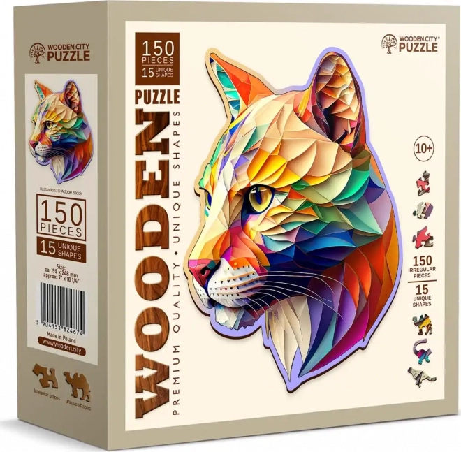 WOODEN CITY Dřevěné puzzle Barevná puma 150 dílků EKO