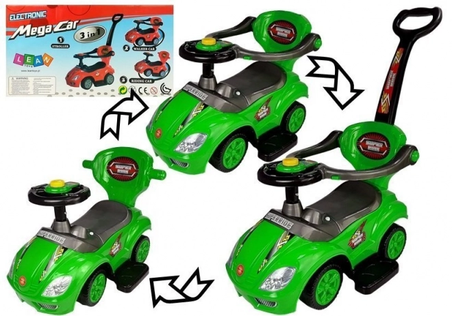 Mega Car 3v1 Push Ride Green