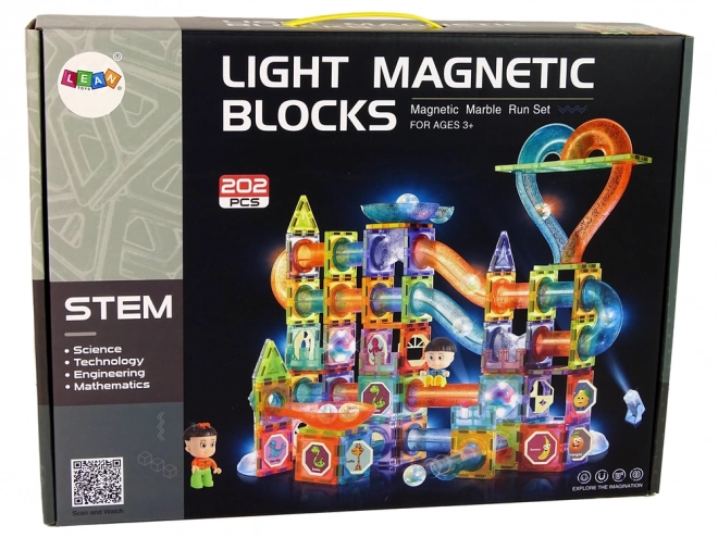 Svítící skluzavka pro míčky Magnetické bloky 202 Prvky