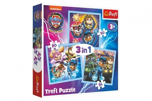 Puzzle 3v1 Mocná štěňata Tlapková patrola/Paw Patrol  20x19,5cm v krabici 28x28x6cm