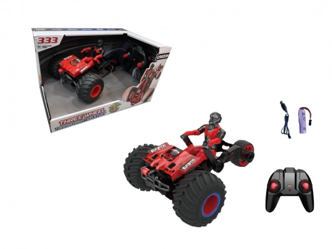 Červená RC tříkolka s transformací