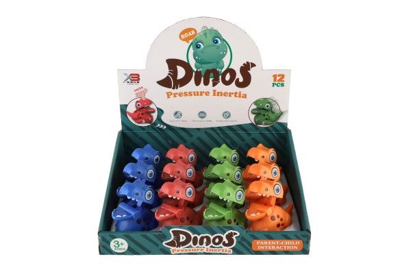 Dinosaurus Zmáčkni a jeď plast 9cm na setrvačník 4 barvy