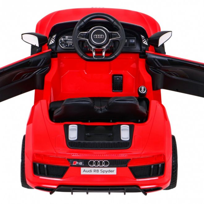 Audi R8 na baterie pro děti Červená + Dálkové ovládání + EVA + Pomalý start + MP3 LED