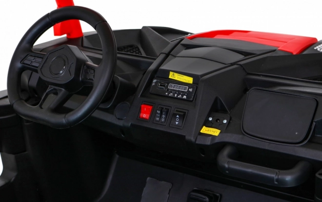 Silná závodní čtyřkolka buggy pro 2 děti Červená + Střídavý motor + Nafukovací kola + LED audio