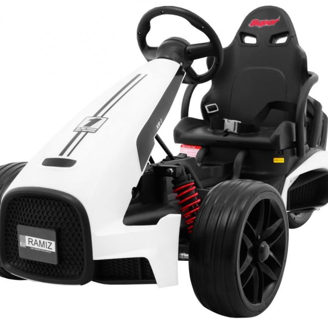 Dětská motokára Bolid XR-1 na baterie Bílá + nastavitelná řídítka + tvarované sedadlo