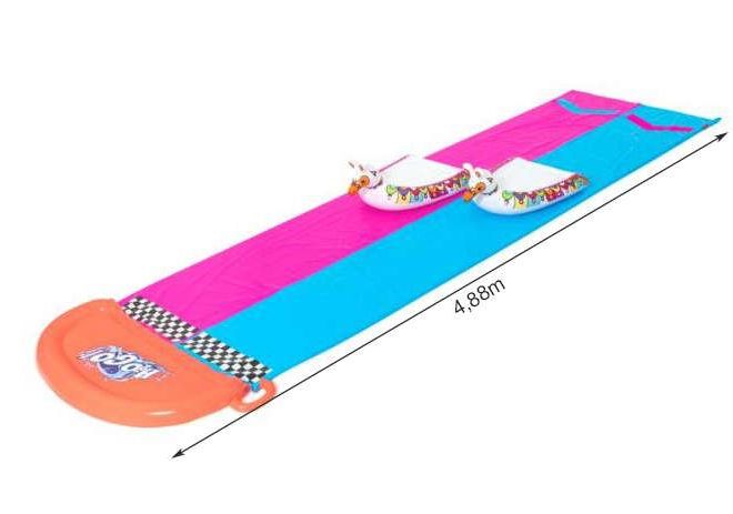 Vodní skluzavka 488 cm – Růžovo-modrá s matracemi