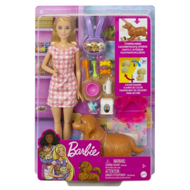 Mattel panenka Barbie a novorozená štěňátka