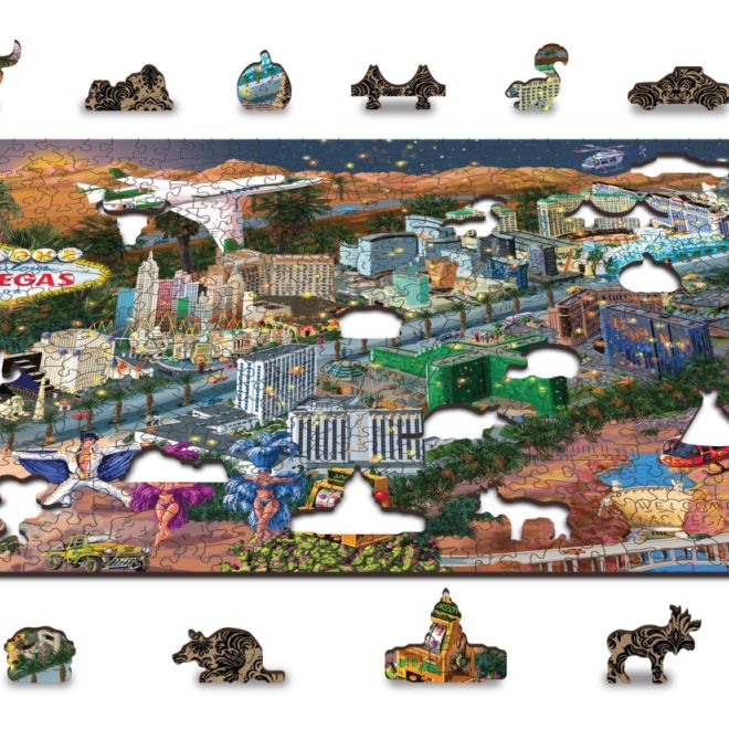 Wooden City Dřevěné puzzle Vítejte v Las Vegas 2v1, 505 dílků EKO