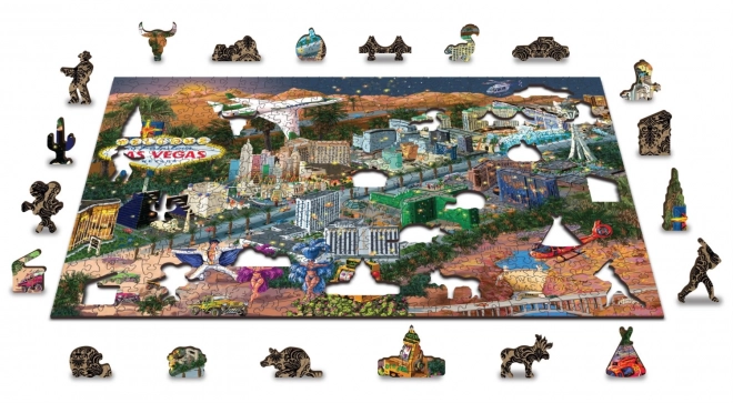 Wooden City Dřevěné puzzle Vítejte v Las Vegas 2v1, 505 dílků EKO