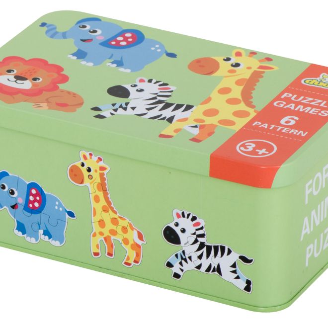Puzzle v plechové krabičce Safari zvířátka - 25 dílků