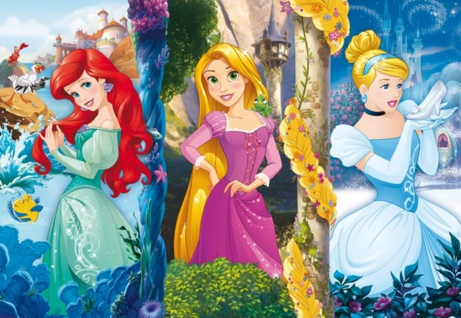 CLEMENTONI Puzzle Disney princezny: Ariel, Locika a Popelka MAXI 60 dílků