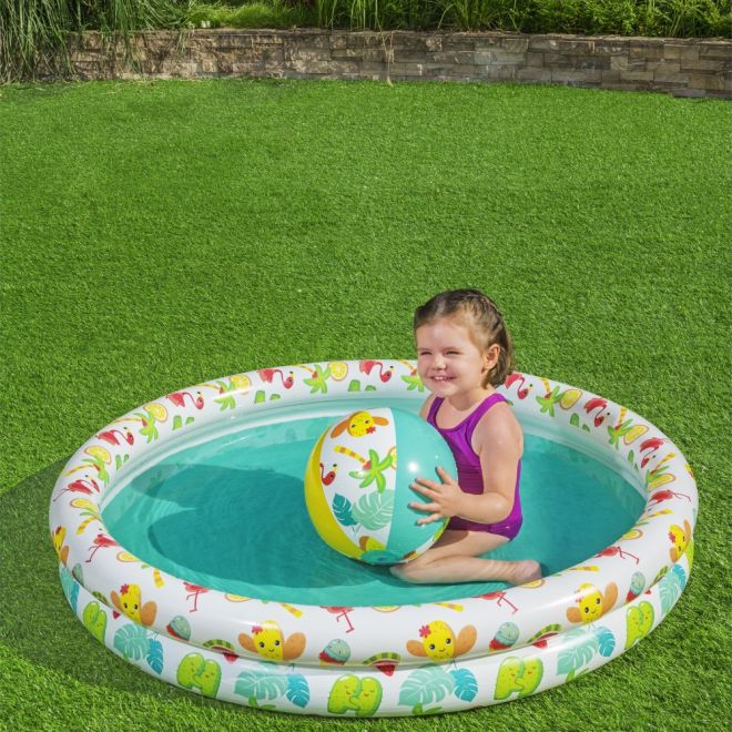 BESTWAY nafukovací dětský bazén 3 v 1 122x20cm + plavecký kruh + plážový míč