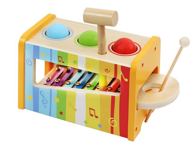 Dřevěný dětský xylofon a zatloukačka