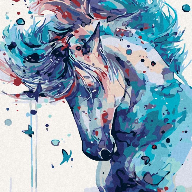 Sada na diamantové malování - modrý abstraktní kůň