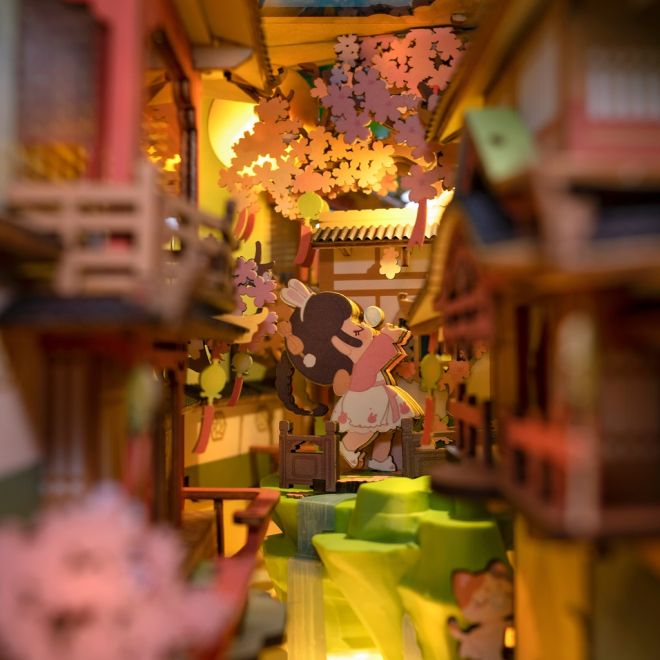 RoboTime 3D Puzzle Zarážka na knihy "Falling Sakura" (dřevěná)