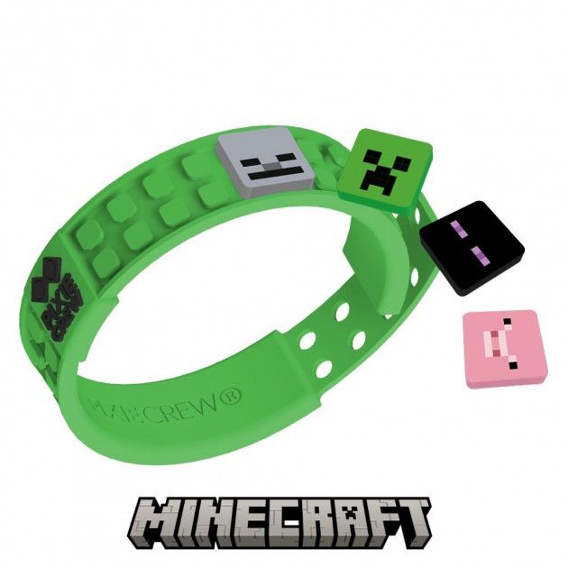Nastavitelný silikonový zelený náramek Pixie Crew Minecraft