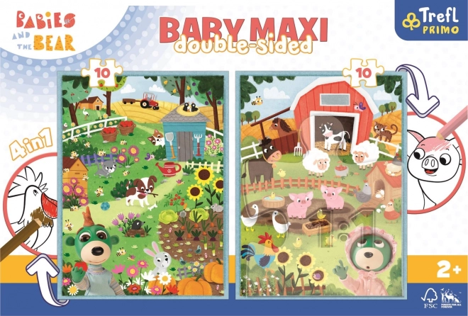 Oboustranné puzzle Treflíci na statku BABY MAXI 2x10 dílků