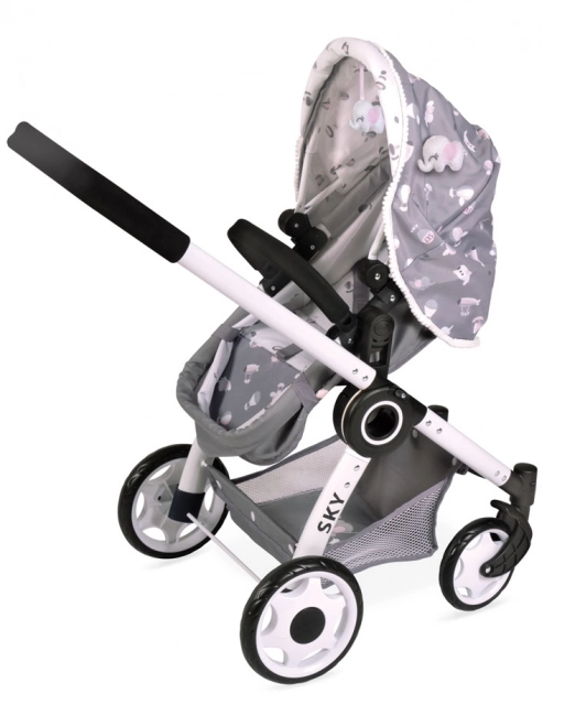 DeCuevas 80535 Skládací kočárek pro panenky 3 v 1 s batůžkem SKY 2020 - 70 cm