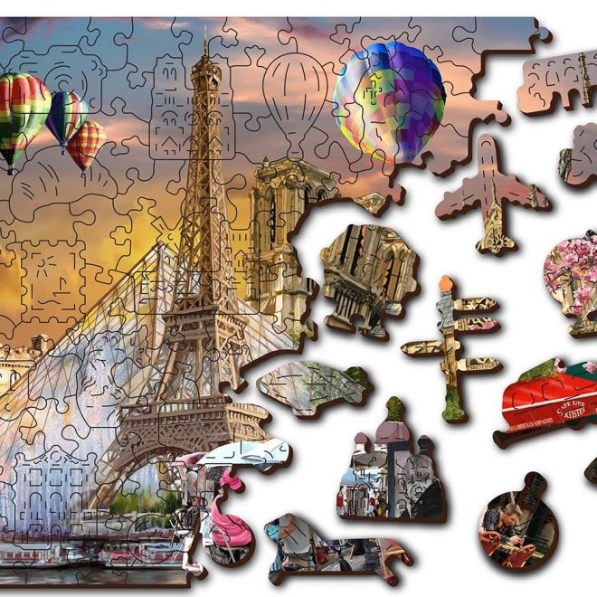 Wooden City Dřevěné puzzle Jaro v Paříži 2v1, 150 dílků EKO