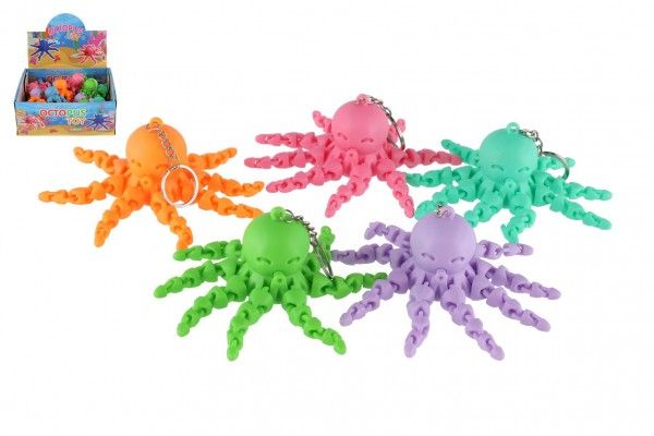 Přívěsek chobotnice plast 9cm na baterie se světlem 6 barev 24ks v boxu