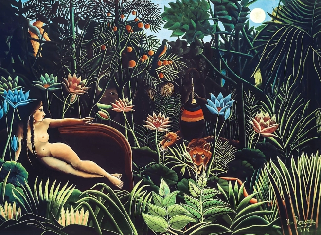 TREFL Dřevěné puzzle Art: Henri Rousseau - Sen 200 dílků