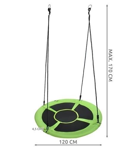 Houpačka Nest 120cm zelená a černá
